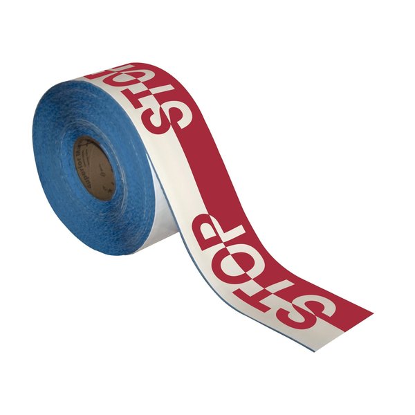 Superior Mark Floor Marking Message Tape, 4in x 100Ft , STOP Red/White Reverse Color IN-40-975